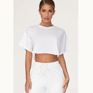 MESHKI cropped white tee